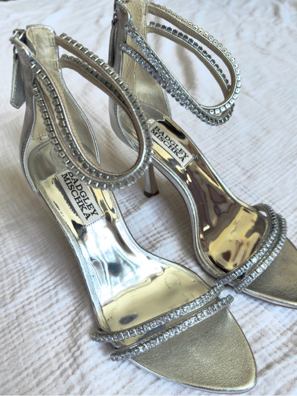 Badgley Mischka Logan Rhinestone Strap Heels